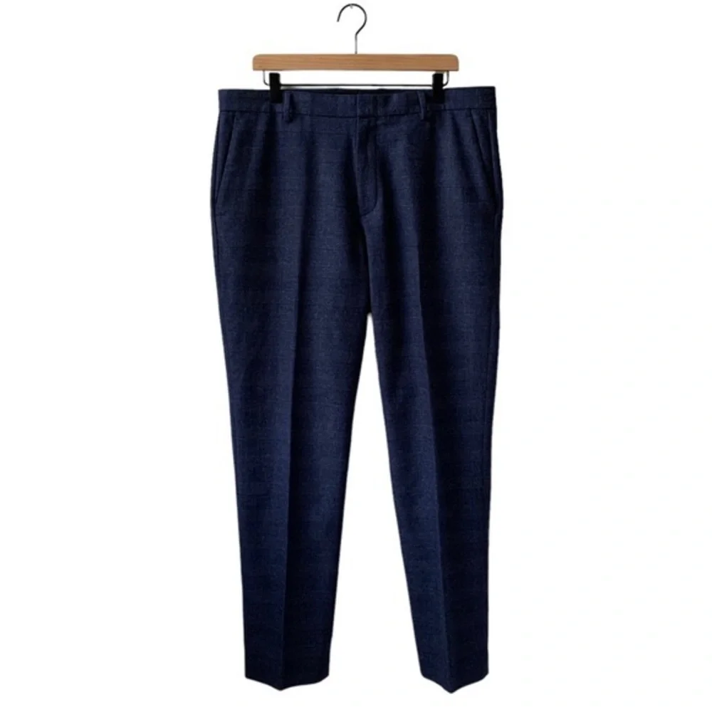 J. Crew Navy Plaid Wool Blend Ludlow Slim Fit Pants (Academia Grandpa Preppy)